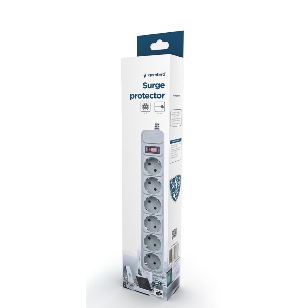 PROTECTOR POWER SURGE 1.8M/6OUTL SPG6-B-6C GEMBIRD