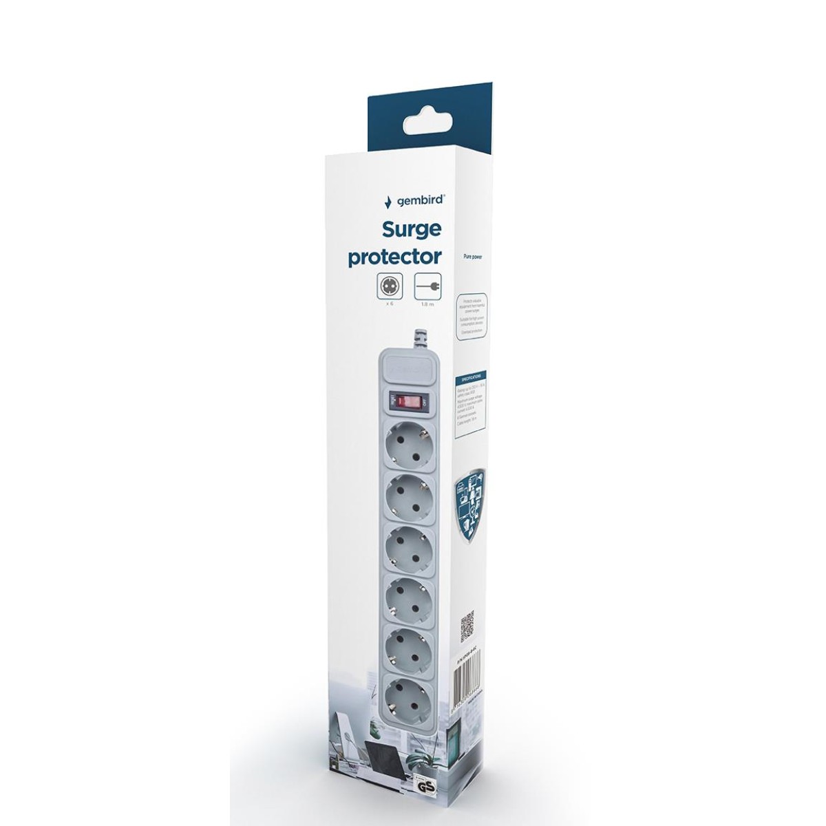 PROTECTOR POWER SURGE 1.8M/6OUTL SPG6-B-6C GEMBIRD