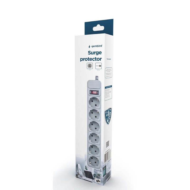 PROTECTOR POWER SURGE 1.8M/6OUTL SPG6-B-6C GEMBIRD