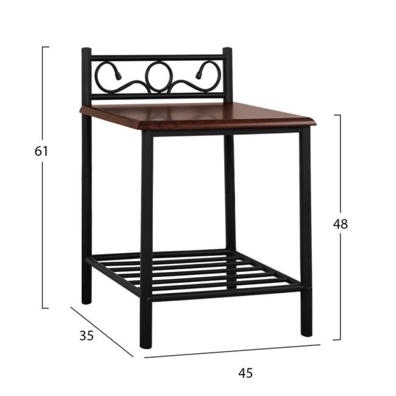 ΚΟΜΟΔΙΝΟ SUZIE HM388 ΑΠΟ ΜΕΤΑΛΛΟ ΚΑΙ ΞΥΛΟ 45x35x48-61Y εκ.