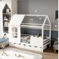 ΠΑΙΔΙΚΟ ΚΡΕΒΑΤΙ τ.MONTESSORI ΜΕ ΣΥΡΤΑΡΙΑ DOMER HM710.03 ΞΥΛΟ ΠΕΥΚΟΥ ΛΕΥΚΟ-ΣΤΡΩΜΑ 90x190εκ