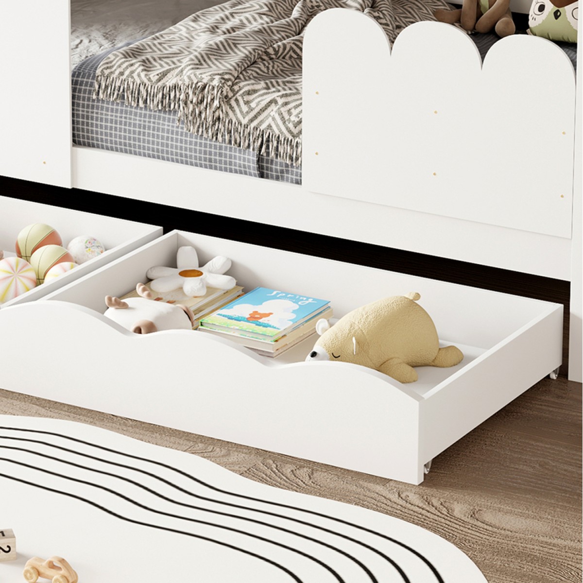 ΠΑΙΔΙΚΟ ΚΡΕΒΑΤΙ τ.MONTESSORI ΜΕ ΣΥΡΤΑΡΙΑ DOMER HM710.03 ΞΥΛΟ ΠΕΥΚΟΥ ΛΕΥΚΟ-ΣΤΡΩΜΑ 90x190εκ