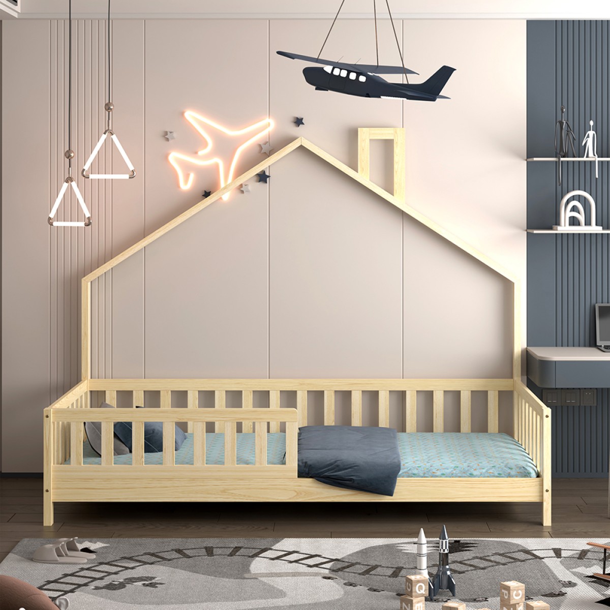 ΚΡΕΒΑΤΙ ΠΑΙΔΙΚΟ HOUSER HM740.01 τ.MONTESSORI ΞΥΛΟ ΠΕΥΚΟ ΦΥΣΙΚΟ--ΓΙΑ 190x90εκ