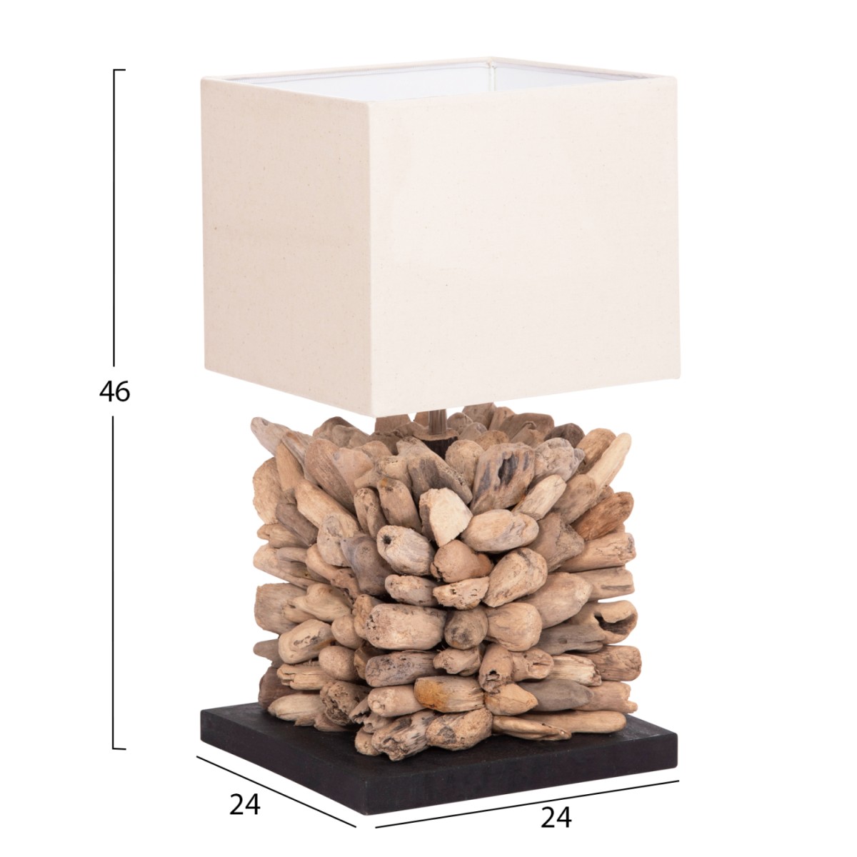 ΕΠΙΤΡΑΠΕΖΙΟ ΦΩΤΙΣΤΙΚΟ ΣΧΗΜΑ ΚΥΒΟΥ TWIGGY HM4425 DRIFTWOOD & ΛΕΥΚΟ ΚΑΠΕΛΟ 24x24x46Υεκ