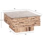 ΤΡΑΠΕΖΙ ΣΑΛΟΝΙΟΥ ΤΕΤΡΑΓΩΝΟ SPARROW HM9960 DRIFTWOOD--ΓΥΑΛΙ 95x95x51,5Υεκ.