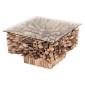 ΤΡΑΠΕΖΙ ΣΑΛΟΝΙΟΥ ΤΕΤΡΑΓΩΝΟ SPARROW HM9961 DRIFTWOOD--ΓΥΑΛΙ 75x75x51Υεκ.