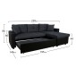 ΚΑΝΑΠΕΣ ΓΩΝΙΑ ΚΡΕΒΑΤΙ WAYNE 220x146x86Υεκ.HM3028.01 ΓΚΡΙ ΜΕ ΜΑΥΡΟ PU
