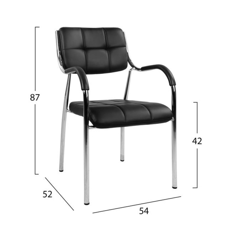 ΚΑΡΕΚΛΑ ΕΠΙΣΚΕΠΤΟΥ OBERON HM1018.01 ΜΑΥΡΟ PU 51x52x86Υ εκ.