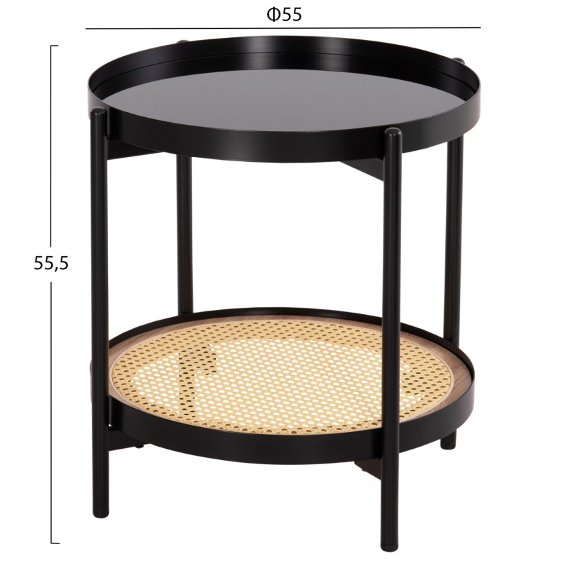 ΒΟΗΘΗΤΙΚΟ ΤΡΑΠΕΖΙ SEITZ HM18031 ΓΥΑΛΙ TOP-ΜΕΤΑΛΛΟ-RATTAN ΣΕ ΦΥΣΙΚΟ Φ50x56Υεκ.
