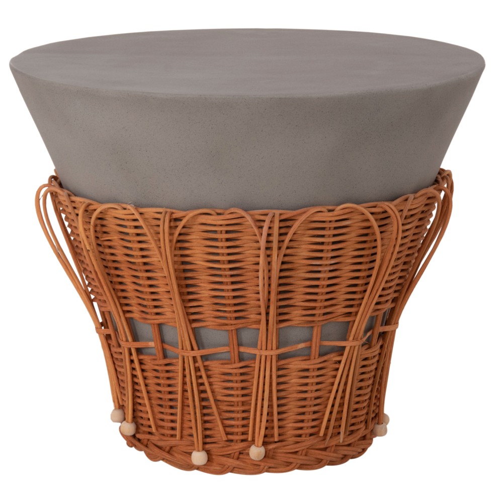 ΤΡΑΠΕΖΙ ΒΟΗΘΗΤΙΚΟ PERRAL HM18164.03S FIBER CEMENT ΓΚΡΙ-ΦΥΣΙΚΟ RATTAN--Φ42x36Υεκ