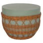 ΤΡΑΠΕΖΙ ΣΑΛΟΝΙΟΥ VILHENA HM18165 FIBER CEMENT ΠΡΑΣΙΝΟ-RATTAN ΦΥΣΙΚΟ Φ56x47Υεκ.