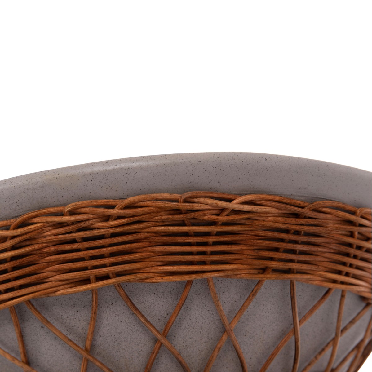 ΒΟΗΘΗΤΙΚΟ ΤΡΑΠΕΖΙ ΣΤΡΟΓΓΥΛΟ DELIA HM18167.03 FIBER CEMENT ΓΚΡΙ & RATTAN Φ40x45Υεκ