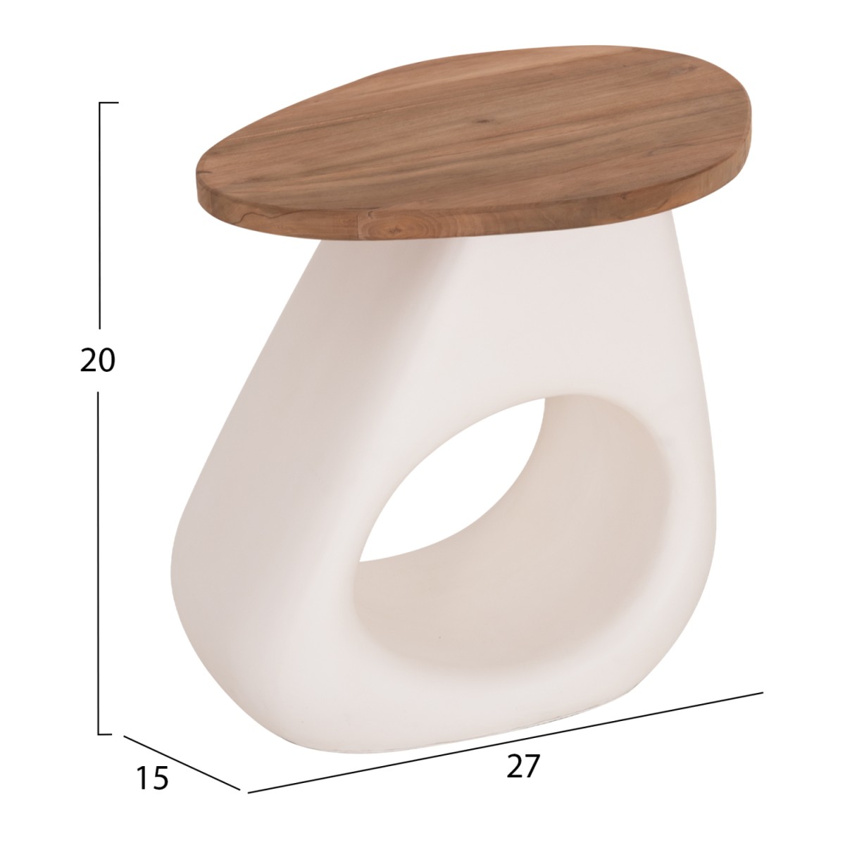 ΒΟΗΘΗΤΙΚΟ ΤΡΑΠΕΖΙ AIDA HM4692.02 FIBER CEMENT ΛΕΥΚΟ--ΞΥΛΟ TEAK TOP 47x60x59Υεκ