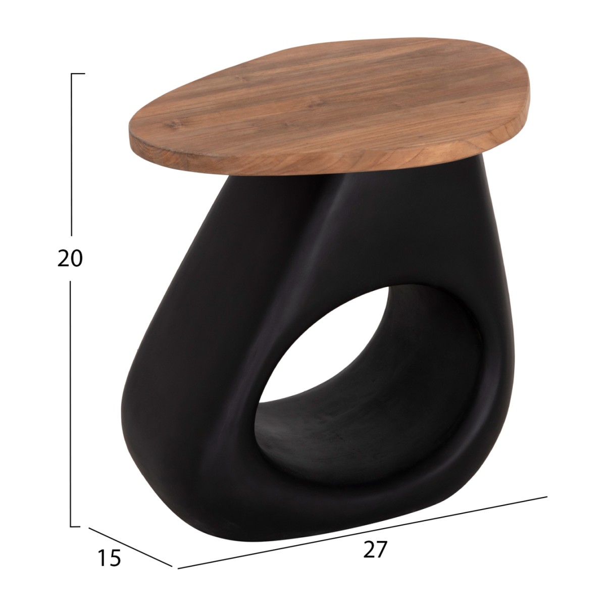 ΒΟΗΘΗΤΙΚΟ ΤΡΑΠΕΖΙ AIDA HM4692.01 FIBER CEMENT ΜΑΥΡΟ--ΞΥΛΟ TEAK TOP 47x60x59Υεκ
