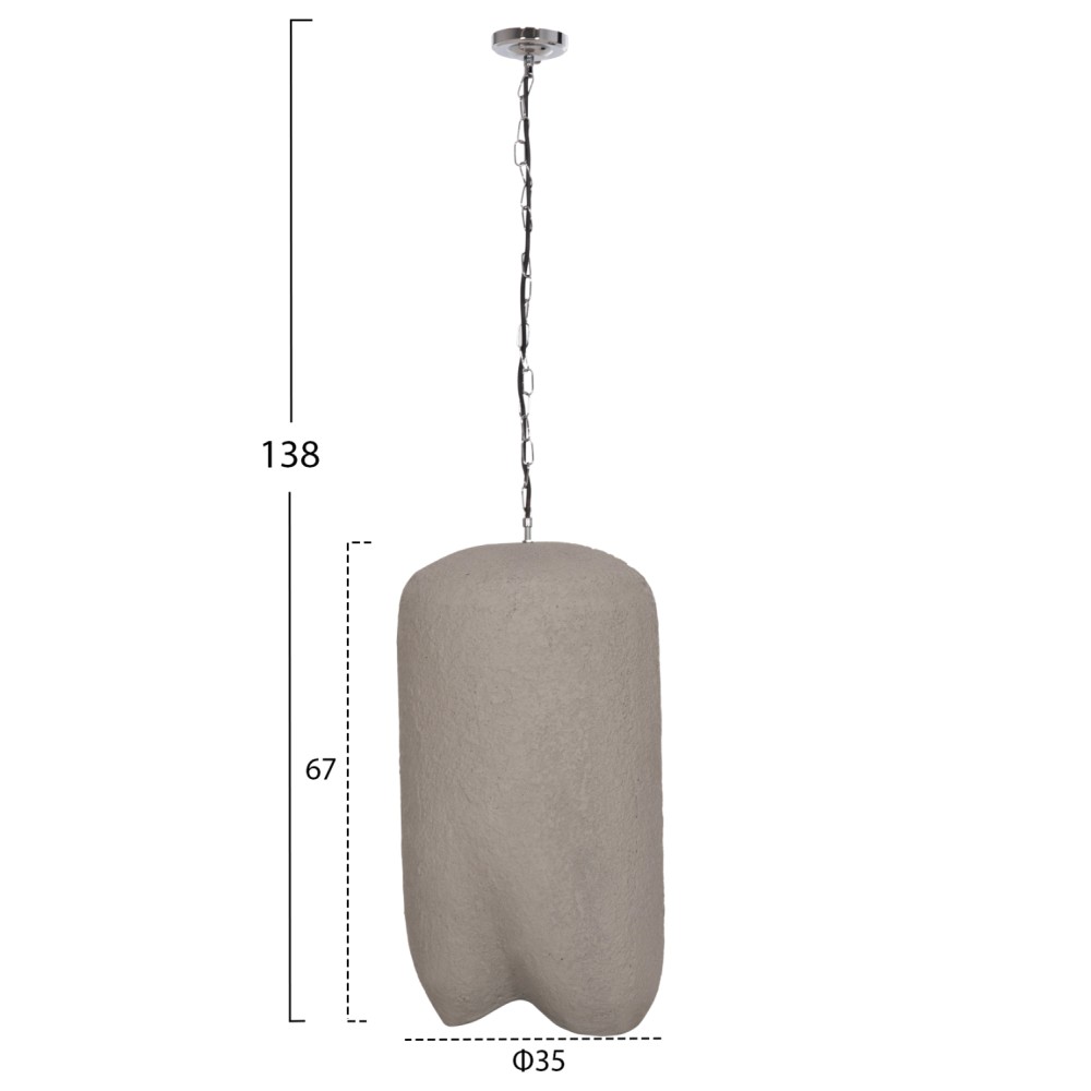 ΦΩΤΙΣΤΙΚΟ ΟΡΟΦΗΣ ΚΡΕΜΑΣΤΟ LOGKY HM4704.03L--FIBER CEMENT ΓΚΡΙ 35x35x67Υεκ