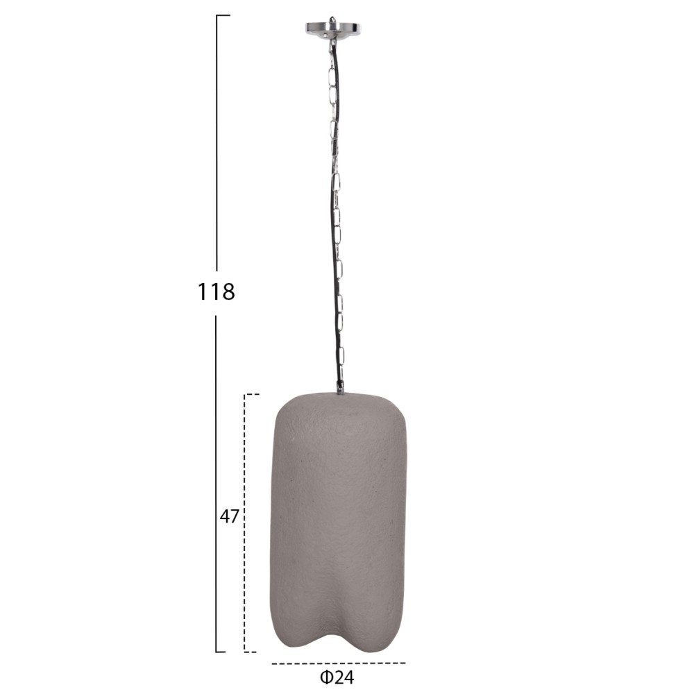 ΦΩΤΙΣΤΙΚΟ ΟΡΟΦΗΣ ΚΡΕΜΑΣΤΟ LOGKY HM4704.03S--FIBER CEMENT ΓΚΡΙ Φ24x47Υεκ