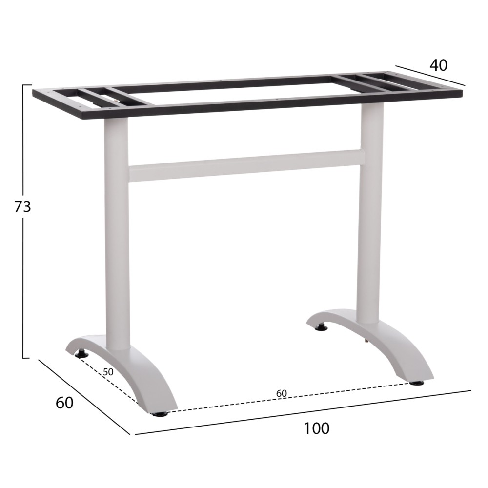 ΒΑΣΗ ΤΡΑΠΕΖΙΟΥ ΜΕΤΑΛΛΙΚΗ ΔΙΠΛΗ HM461.12 ΛΕΥΚΗ ΜΕ ΡΕΓΟΥΛΑΤΟΡΟΥΣ 100x60x73Υεκ.