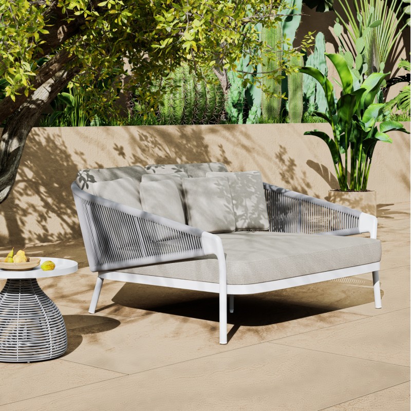 DAYBED ΣΕΙΡΑ XANTION HM6474.02 ΛΕΥΚΟ ΑΛΟΥΜΙΝΙΟ--ΣΧΟΙΝΙ--OLEFIN 157x147x88Υεκ