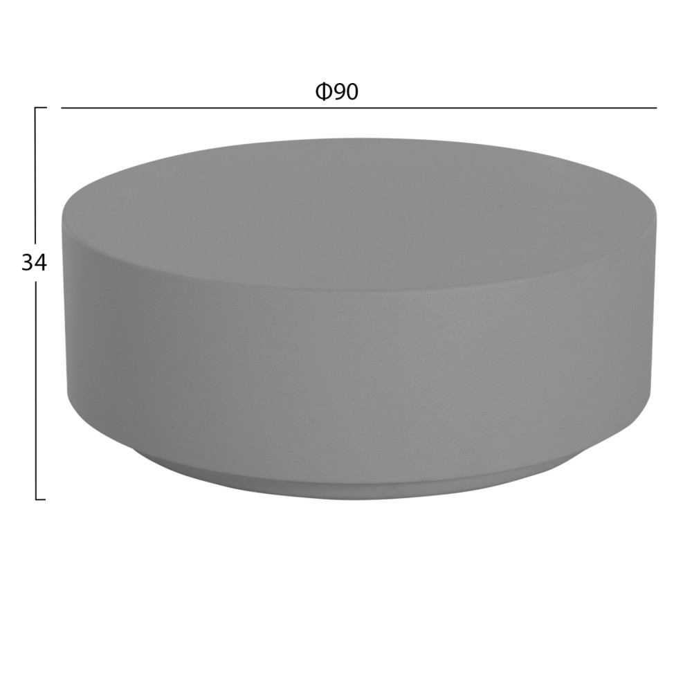 ΤΡΑΠΕΖΙ ΜΕΣΗΣ FIBER CEMENT ΣΤΡΟΓΓΥΛΟ KYOKO HM6579.01 ΓΚΡΙ Φ90x30Υεκ.