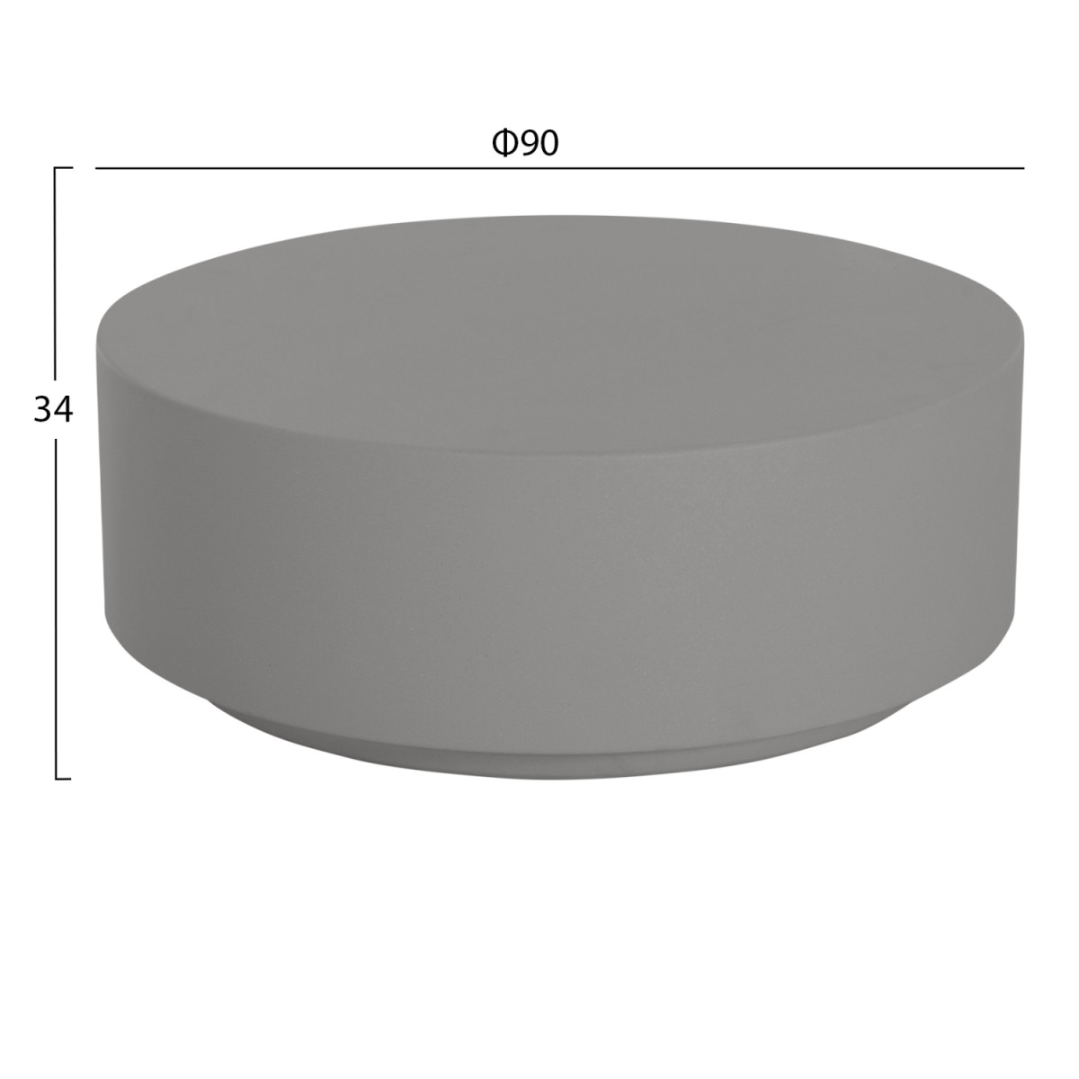 ΤΡΑΠΕΖΙ ΜΕΣΗΣ FIBER CEMENT ΣΤΡΟΓΓΥΛΟ KYOKO HM6579.01 ΓΚΡΙ Φ90x30Υεκ.
