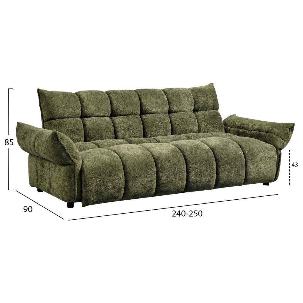 ΚΑΝΑΠΕΣ ΚΡΕΒΑΤΙ MELU HM3314.03 ΠΡΑΣΙΝΟ ΥΦΑΣΜΑ--ΚΑΘΙΣΜΑ POCKET SPRINGS 245x90x85Υεκ