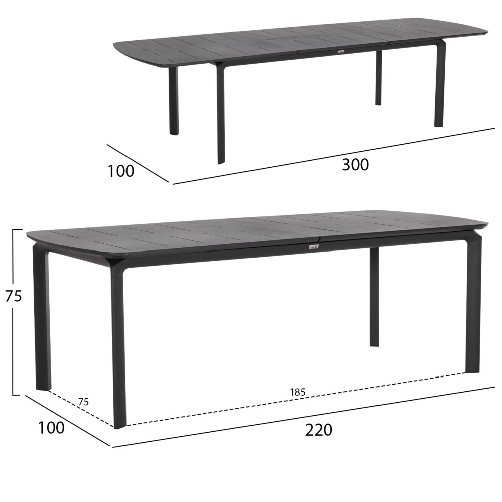 ΤΡΑΠΕΖΙ ΕΠΕΚΤΕΙΝΟΜΕΝΟ SYMPO HM6415.01 ΓΚΡΙ ΑΛΟΥΜΙΝΙΟ 220-300x100x75Υεκ