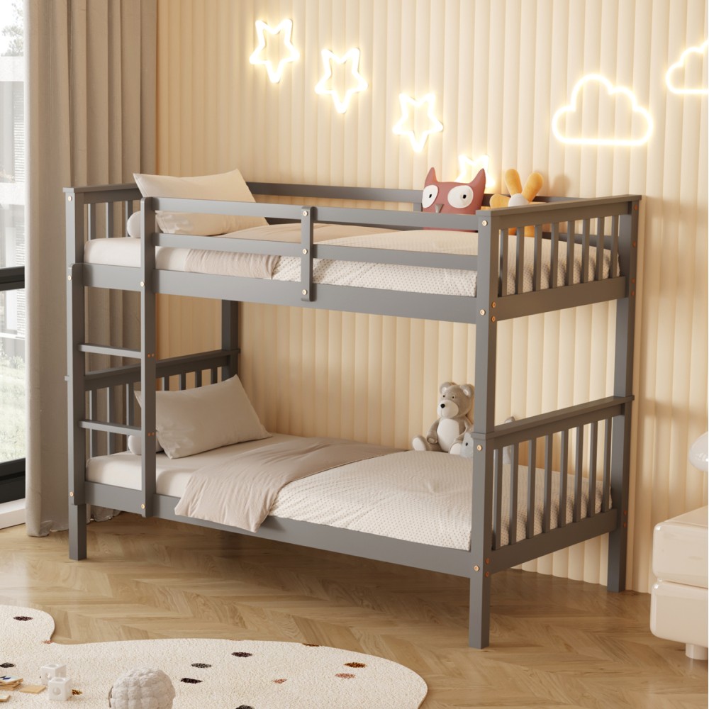 ΚΟΥΚΕΤΑ ΠΑΙΔΙΚΗ ΜΕ 2 ΣΤΡΩΜΑΤΑ LANTAI HM21307.02 ΞΥΛΟ ΠΕΥΚΟΥ ΓΚΡΙ--ΣΤΡΩΜΑΤΑ 90x190εκ