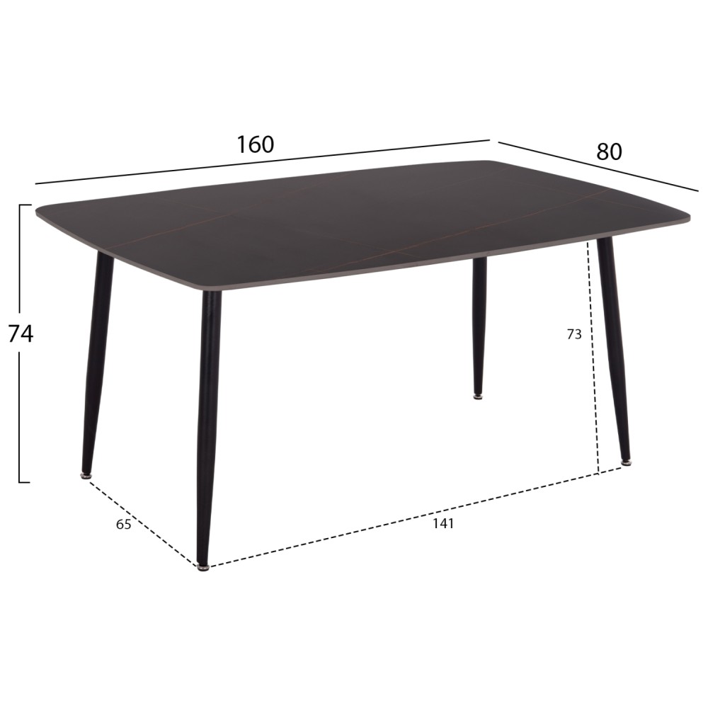 ΣΕΤ ΤΡΑΠΕΖΑΡΙΑΣ 5ΤΜΧ DETTON HM10940.01 ΚΕΡΑΜΙΚΟ TOP--ΥΦΑΣΜΑ ΓΚΡΙ & ΜΕΤΑΛ.ΠΟΔΙΑ ΜΑΥΡΑ