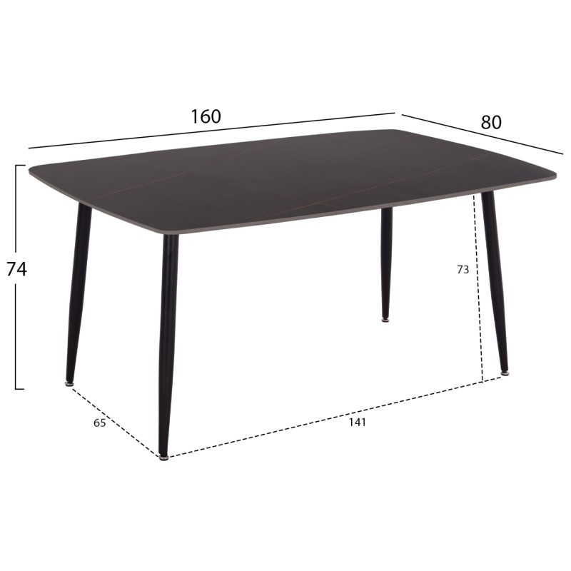 ΣΕΤ ΤΡΑΠΕΖΑΡΙΑΣ 5ΤΜΧ DETTON HM10940.01 ΚΕΡΑΜΙΚΟ TOP--ΥΦΑΣΜΑ ΓΚΡΙ & ΜΕΤΑΛ.ΠΟΔΙΑ ΜΑΥΡΑ