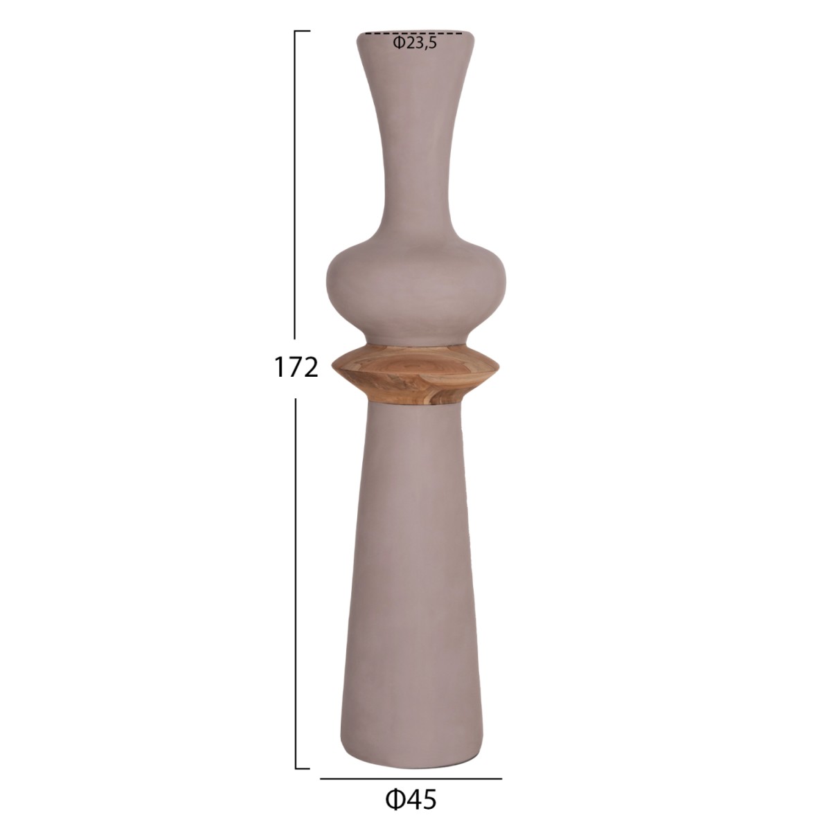 ΔΙΑΚΟΣΜΗΤΙΚΟ ΒΑΖΟ ΔΑΠΕΔΟΥ NEBULA HM4660.05L FIBER CEMENT TAUPE--ΞΥΛΟ ΤΕΑΚ Φ45x172Υεκ