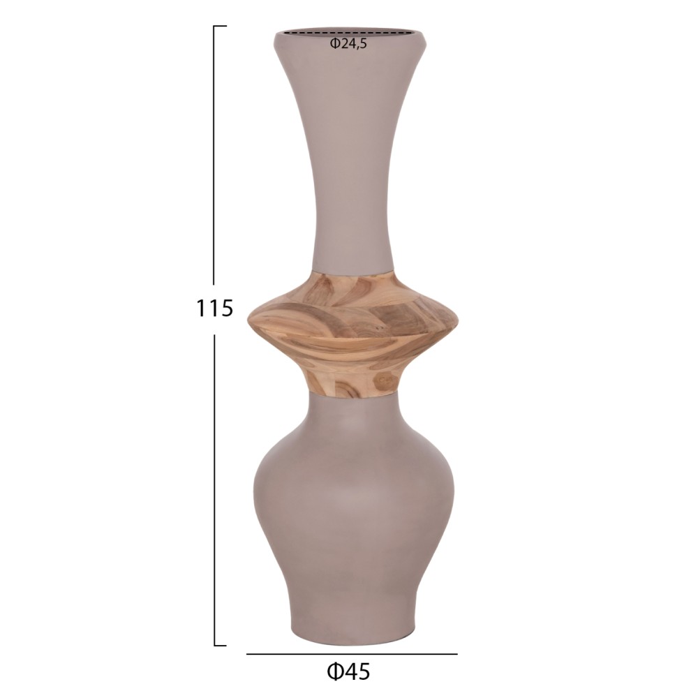 ΔΙΑΚΟΣΜΗΤΙΚΟ ΒΑΖΟ ΔΑΠΕΔΟΥ NEBULA HM4660.05S FIBER CEMENT TAUPE--ΞΥΛΟ ΤΕΑΚ Φ45x115Υεκ