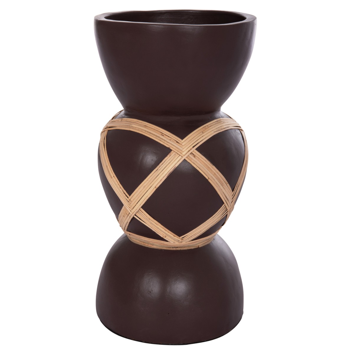 ΔΙΑΚΟΣΜΗΤΙΚΟ ΒΑΖΟ ΔΑΠΕΔΟΥ MAYNARD HM4672.07L TERRACOTTA ΣΟΚΟΛΑΤΙ-RATTAN Φ32x62.5Υεκ
