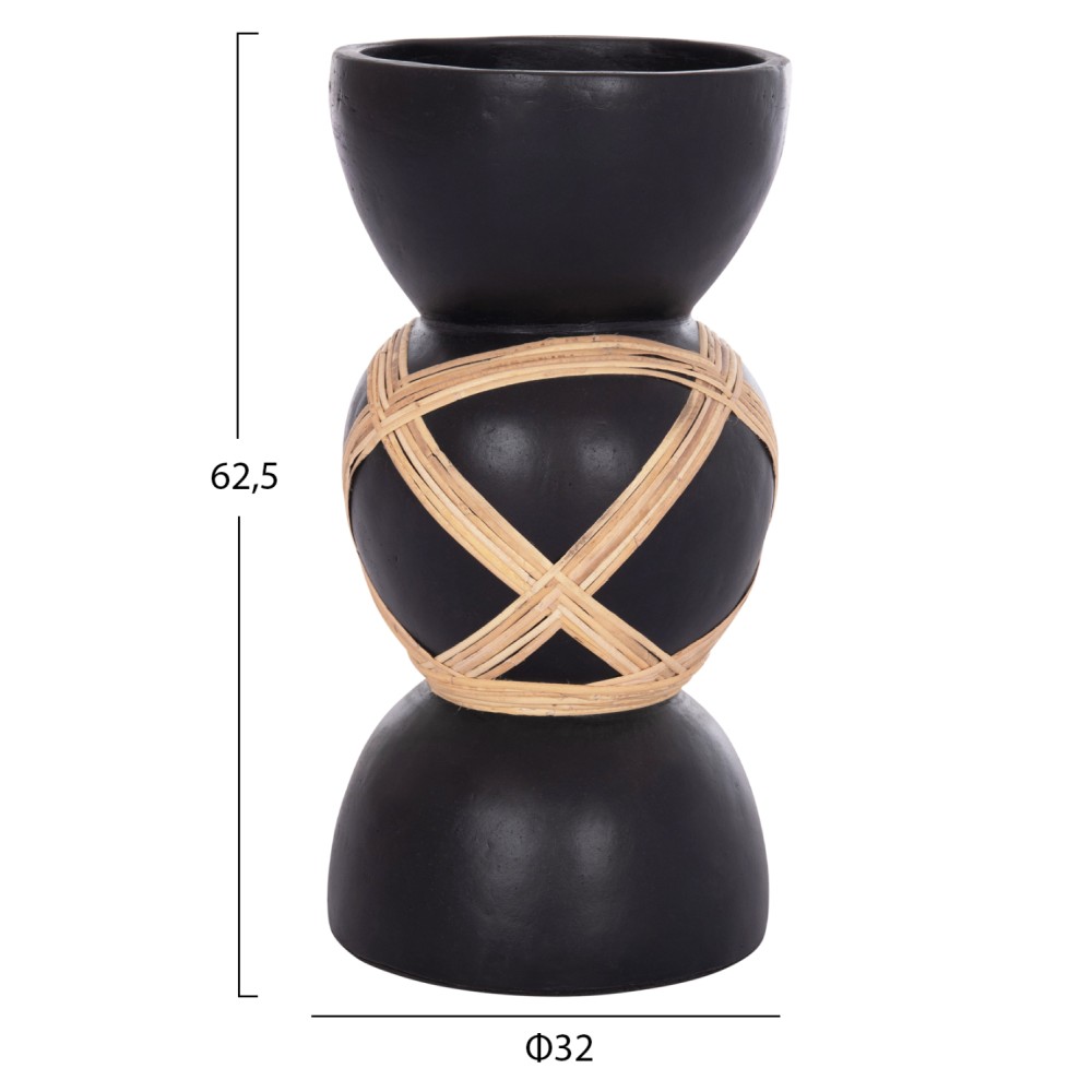 ΔΙΑΚΟΣΜΗΤΙΚΟ ΒΑΖΟ ΔΑΠΕΔΟΥ MAYNARD HM4672.01L TERRACOTTA ΜΑΥΡΟ-RATTAN Φ32x62.5Υεκ