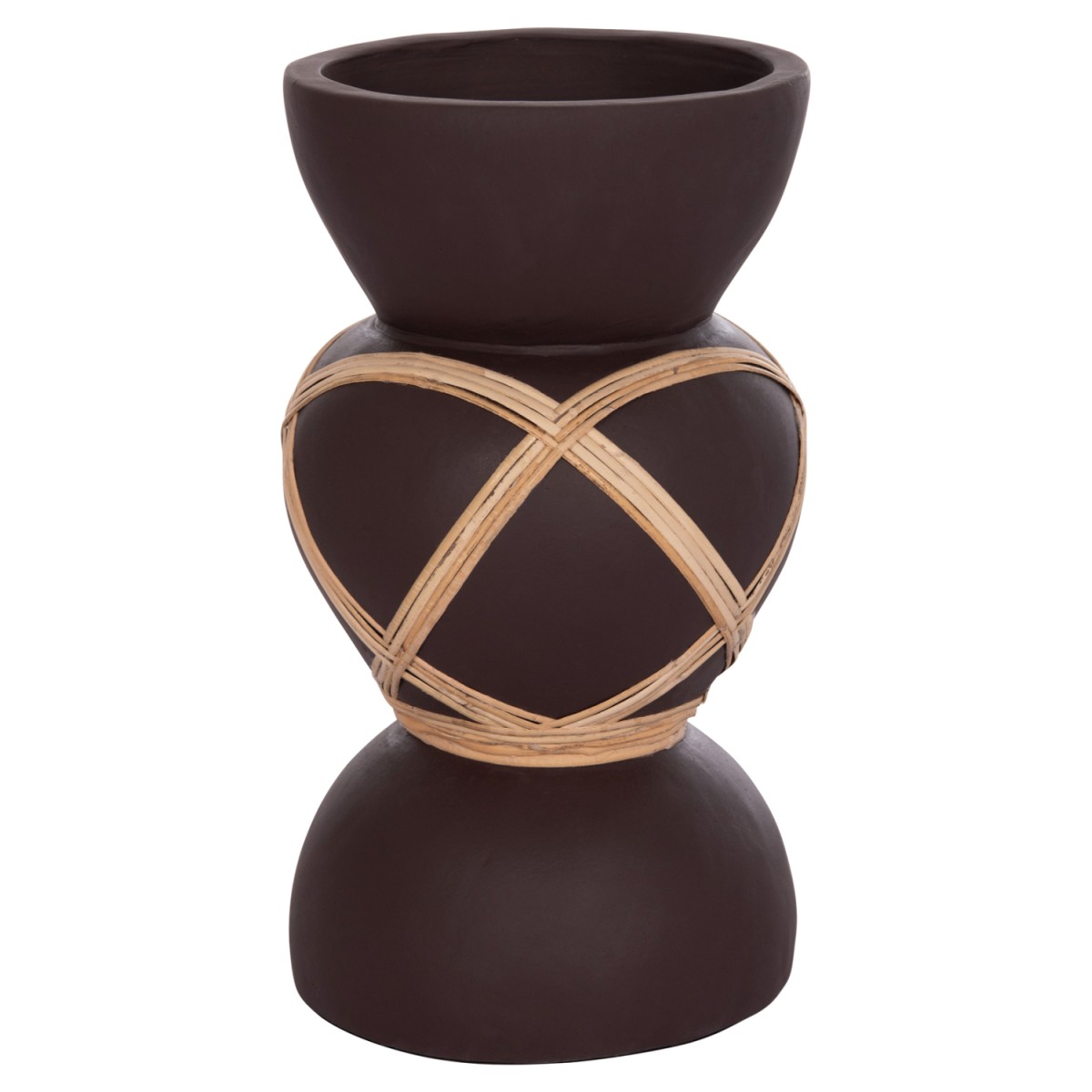 ΔΙΑΚΟΣΜΗΤΙΚΟ ΒΑΖΟ ΔΑΠΕΔΟΥ MAYNARD HM4672.07S TERRACOTTA ΣΟΚΟΛΑΤΙ-RATTAN Φ27.5x50Υεκ