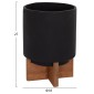 ΣΕΤ 3 ΓΛΑΣΤΡΕΣ ΜΕ TEAK ΒΑΣΕΙΣ TANTI HM4685.01 FIBER CEMENT ΣΕ ΜΑΥΡΟ ΧΡΩΜΑ