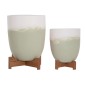 ΓΛΑΣΤΡΕΣ ΣΕΤ 2ΤΜΧ SEON HM4686.09 TERRACOTTA ΣΕ ΛΕΥΚΟ & ΠΡΑΣΙΝΟ--TEAK ΒΑΣΗ
