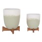 ΓΛΑΣΤΡΕΣ ΣΕΤ 2ΤΜΧ SEON HM4686.09 TERRACOTTA ΣΕ ΛΕΥΚΟ & ΠΡΑΣΙΝΟ--TEAK ΒΑΣΗ