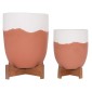 ΓΛΑΣΤΡΕΣ ΣΕΤ 2ΤΜΧ SEON HM4686.08 TERRACOTTA ΣΕ ΛΕΥΚΟ & ΤΕΡΑΚΟΤΑ--TEAK ΒΑΣΗ