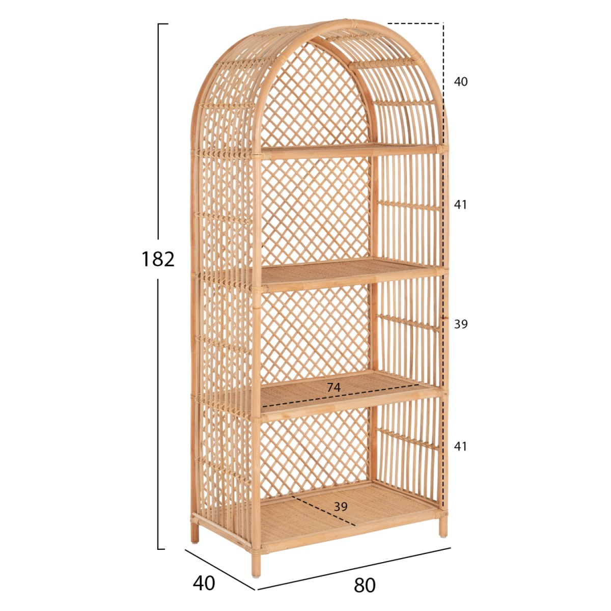 ΒΙΒΛΙΟΘΗΚΗ HM9552 ΑΠΟ ΦΥΣΙΚΟ RATTAN ΣΕ ΦΥΣΙΚΟ ΧΡΩΜΑ 80x40x182Υεκ.