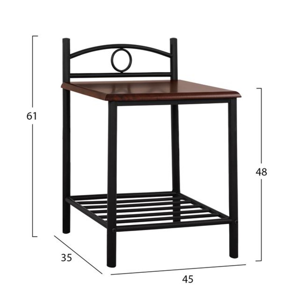 ΚΟΜΟΔΙΝΟ REVEN HM387 ΑΠΟ ΜΕΤΑΛΛΟ ΚΑΙ ΞΥΛΟ RUBBERWOOD 45x35x48-61Y εκ.