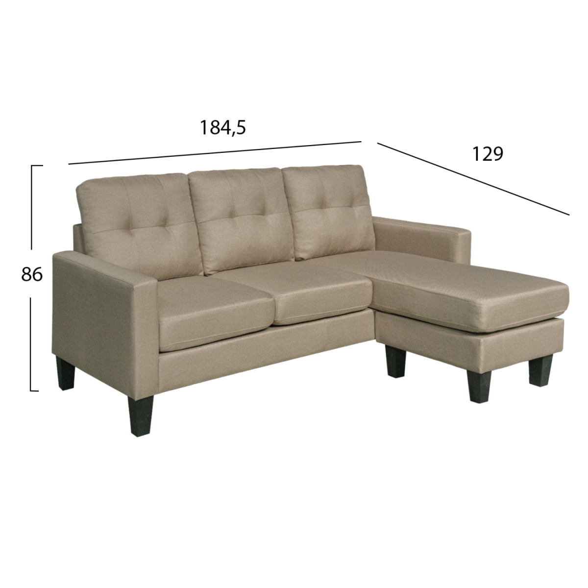 ΚΑΝΑΠΕΣ ΓΩΝΙΑ ΑΝΑΣΤΡΕΨΙΜΗ MEGGY HM3297.03 ΜΠΕΖ ΥΦΑΣΜΑ 184,5x129x86Yεκ.