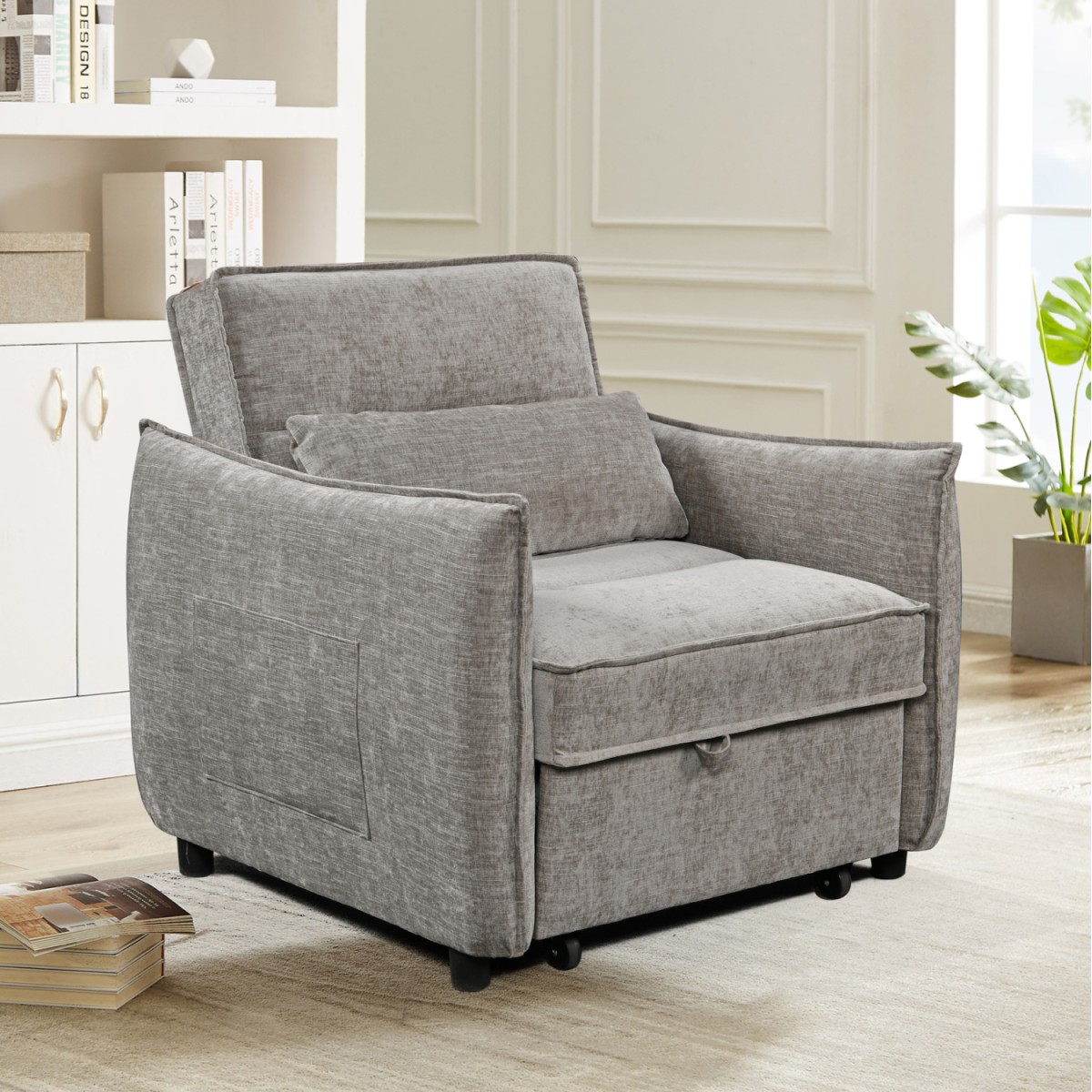 ΠΟΛΥΘΡΟΝΑ-ΚΡΕΒΑΤΙ ORYN HM3307.03 ΜΠΕΖ ΥΦΑΣΜΑ 89x85x84Υεκ.