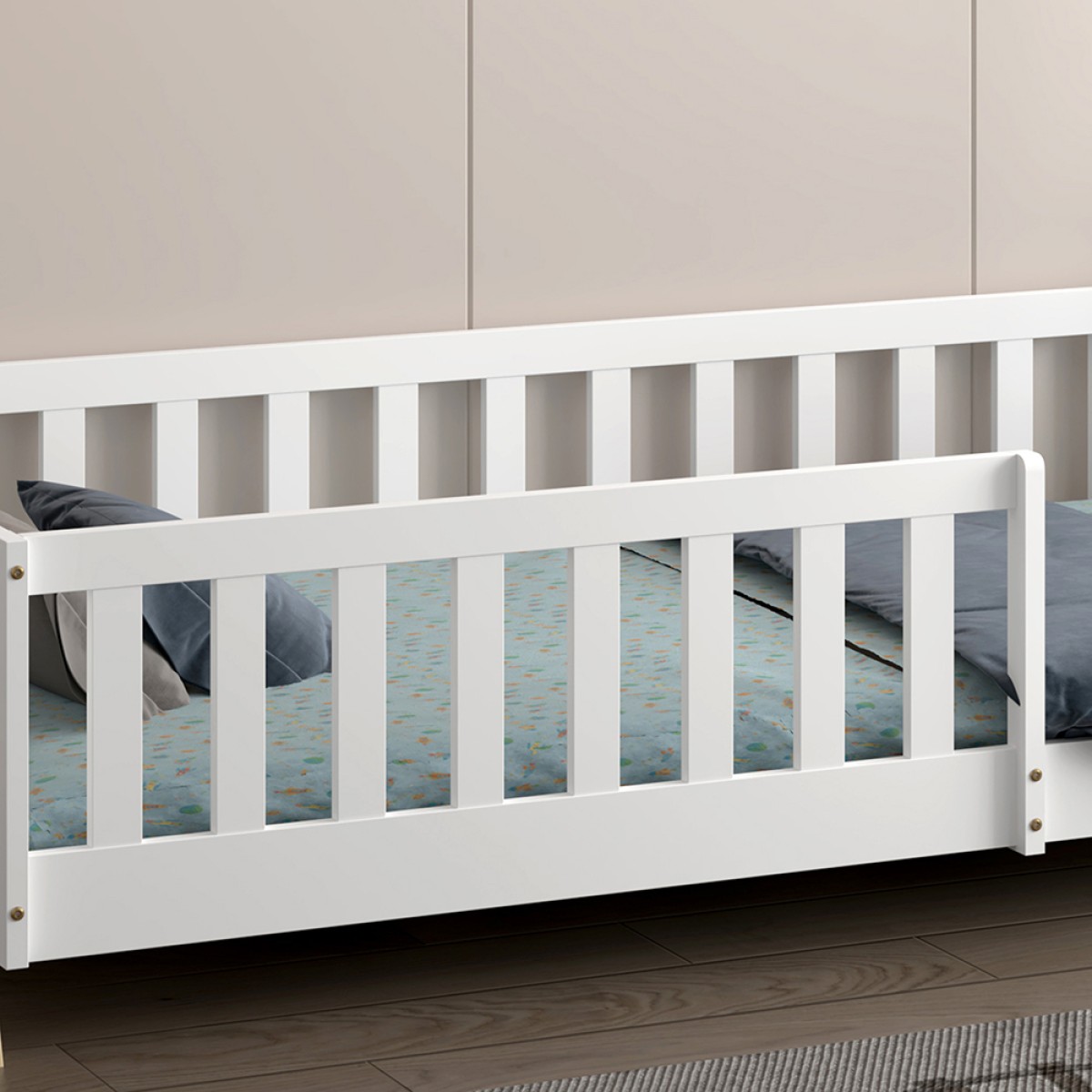 ΚΡΕΒΑΤΙ ΠΑΙΔΙΚΟ ΜΕ ΚΑΓΚΕΛΑ MUNK HM739.03 τ.MONTESSORI ΠΕΥΚΟ ΦΥΣΙΚΟ-ΛΕΥΚΟ--190x90εκ