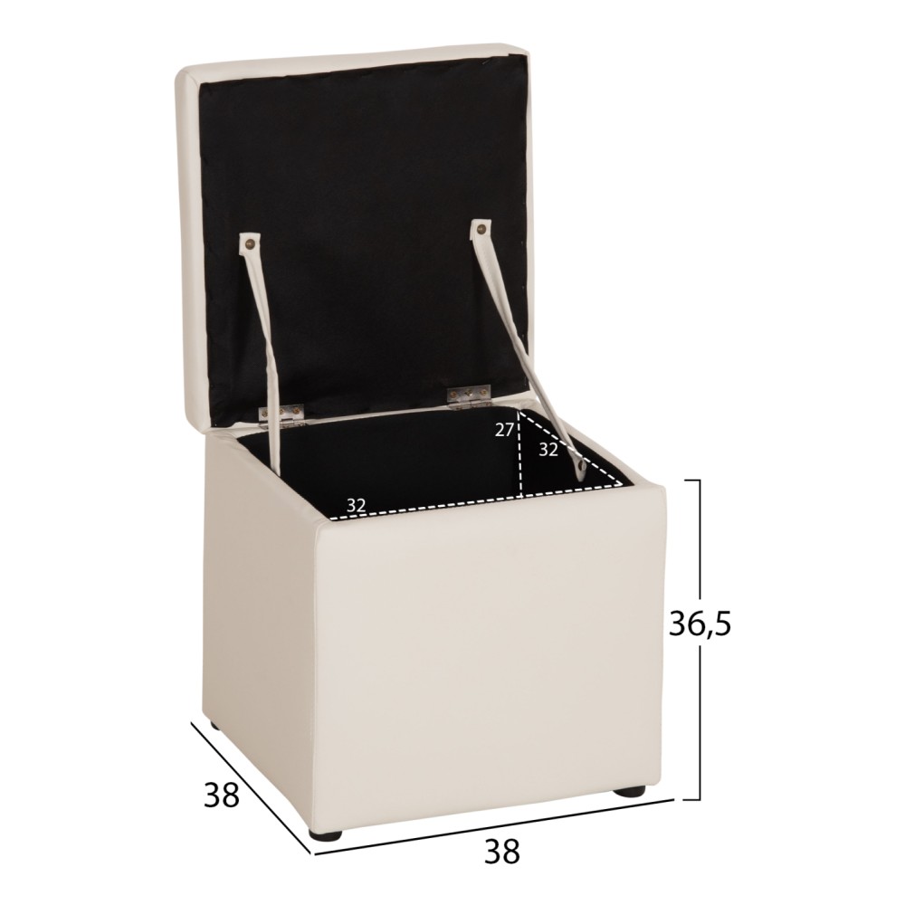 ΣΚΑΜΠΟ PRO CUBE HM224.02 PU ΜΕ ΑΠΟΘΗΚΕΥΤΙΚΟ ΧΩΡΟ- ΛΕΥΚΟ 38x38x36,5Υεκ.