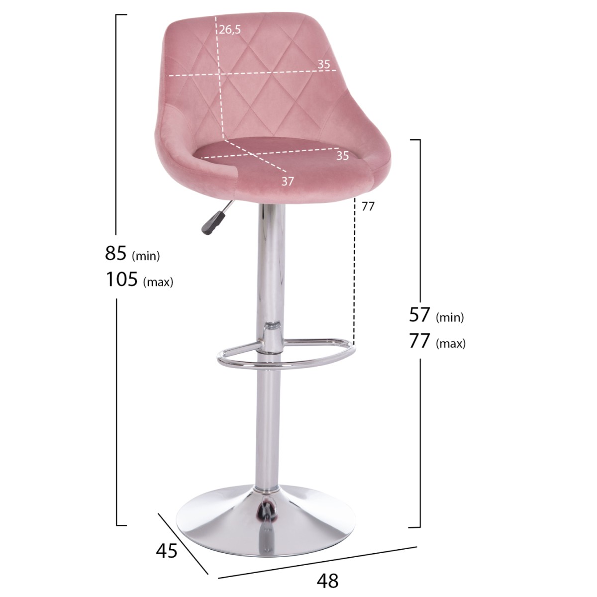 ΣΚΑΜΠΟ ΜΠΑΡ ROSE HM204.42 ΜΕ ΑΜΟΡΤΙΣΕΡ ΧΡΩΜΙΟΥ & ΣΑΠΙΟ ΜΗΛΟ ΒΕΛΟΥΔΟ 48x45x105Υεκ.
