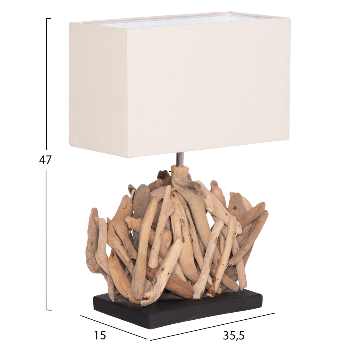 ΕΠΙΤΡΑΠΕΖΙΟ ΟΡΘΟΓΩΝΙΟ ΦΩΤΙΣΤΙΚΟ TWIGGY HM4424 DRIFTWOOD & ΛΕΥΚΟ ΚΑΠΕΛΟ 35.5x15x47Υεκ.