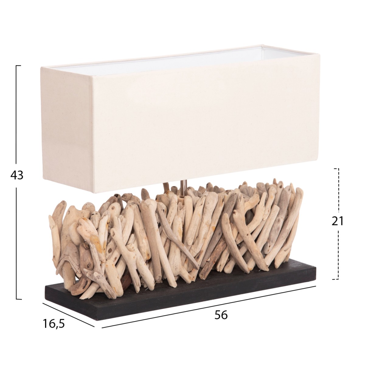 ΕΠΙΤΡΑΠΕΖΙΟ ΟΡΘΟΓΩΝΙΟ ΦΩΤΙΣΤΙΚΟ TWIGGY HM4434 DRIFTWOOD & ΛΕΥΚΟ ΚΑΠΕΛΟ 56x16.5x43Υεκ.