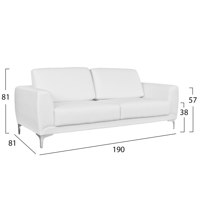 ΚΑΝΑΠΕΣ 3ΘΕΣΙΟΣ KENZIE HM3121.32 ΜΕ ΛΕΥΚΟ PU 190x81x81 εκ.