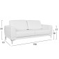 ΚΑΝΑΠΕΣ 3ΘΕΣΙΟΣ KENZIE HM3121.32 ΜΕ ΛΕΥΚΟ PU 190x81x81 εκ.