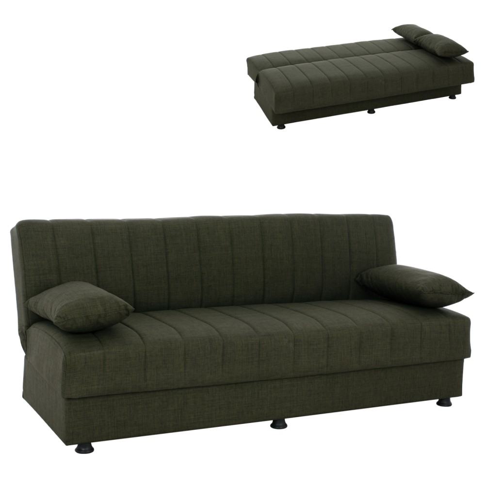 ΚΑΝΑΠΕΣ ΚΡΕΒΑΤΙ ANDRI ΤΡΙΘΕΣΙΟΣ DARK OLIVE HM3239.05 180x72x77 εκ.